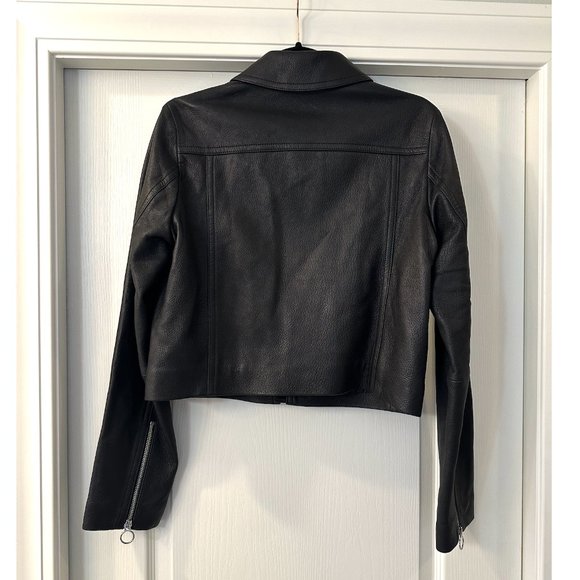 NWT Madewell Shrunken Zip-Front Jacket in Leather (size 8) - Picture 5 of 7